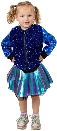 Kinder Pailletten Jasje met Metallic Blauw