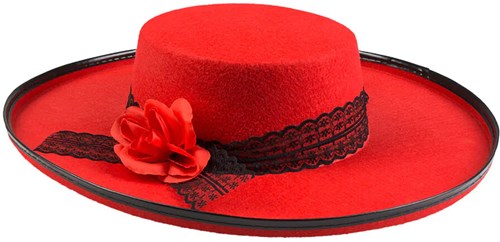 Hoed Senorita Rood-Zwart (product)