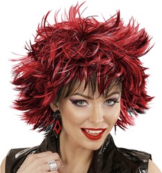 Punk Pruik Dames Zwart-Rood