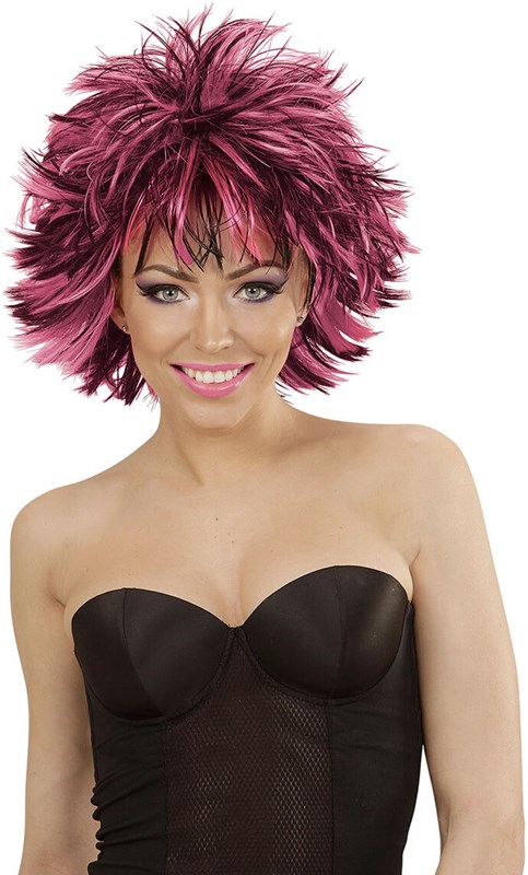 Punk Pruik Dames Zwart-Pink (2)