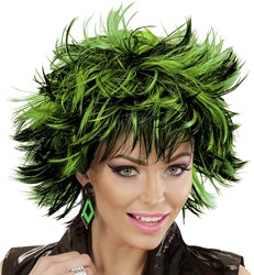 Punk Pruik Dames Zwart-Groen