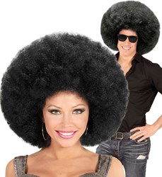 Zwarte Afro Pruik - Extra Groot