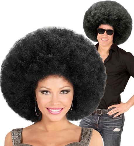 Zwarte Afro Pruik - Extra Groot