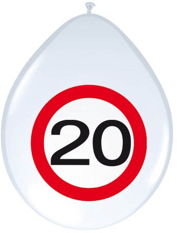 Ballonnen 20 Jaar Verkeersbord 8st