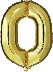 Folieballon Cijfer 0 Goud 100cm