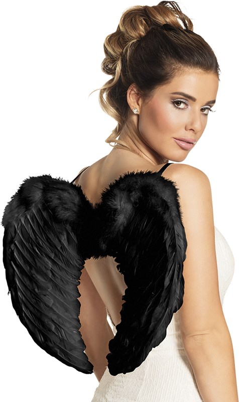 Engelen Vleugels Zwart met Marabou (50x35cm)
