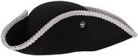 Hoed Piraat Zwart-Zilver Luxe (wolvilt)