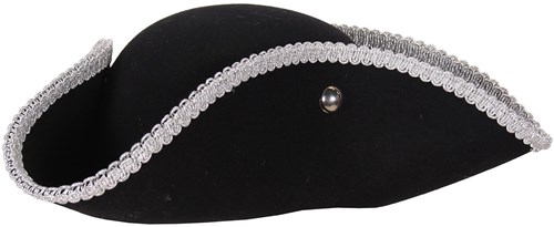 Hoed Piraat Zwart-Zilver Luxe (wolvilt)