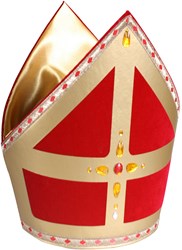 Mijter TV Sinterklaas Stefan Katoen Fluweel Rood