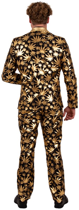 Herenkostuum Wiet Cannabis Zwart-Goud (achterkant)