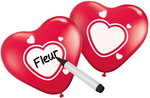 Beschrijfbare Hart Ballonnen Rood (6st)