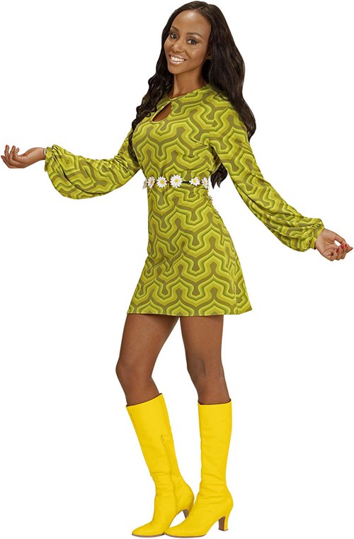 Jurkje Disco Seventies Retro Groen (zijkant)