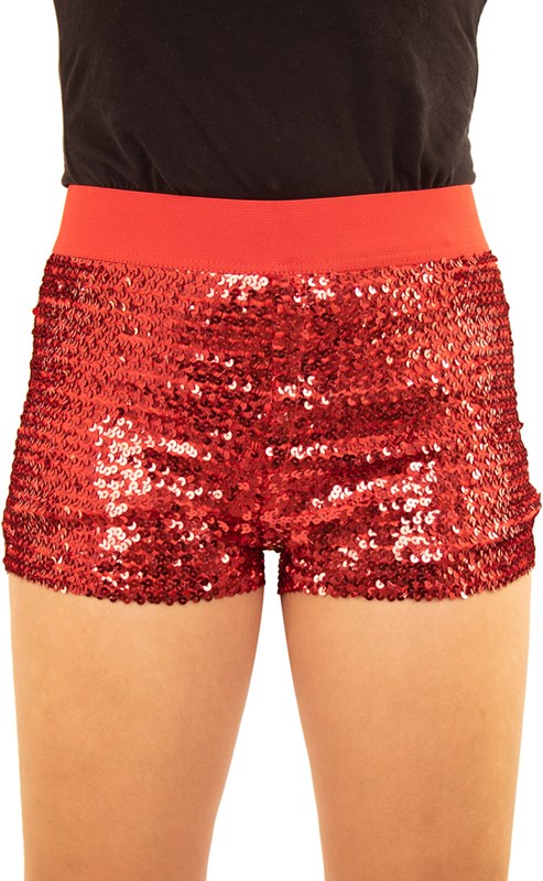 Pailletten Hotpants Rood