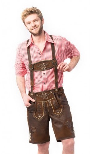 Heren Lederhose Kort Smokey Bruin (Wildleer) -2
