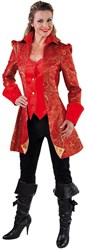 Damesjas Markiezin Brokaat Rood 