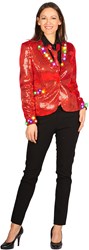 Dames Pailletten Jasje Rood met LED-verlichting