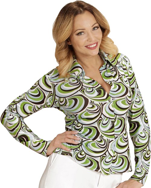 Dames Disco Blouse Seventies Groovy Waves
