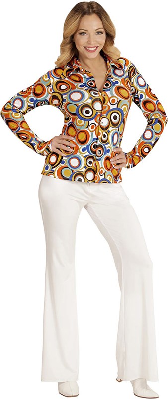 Dames Disco Blouse Seventies Cirkels (3)