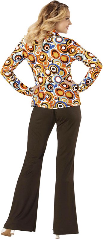Dames Disco Blouse Seventies Cirkels (achterkant)