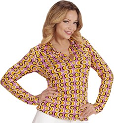Dames Disco Blouse Seventies Groovy Swirl