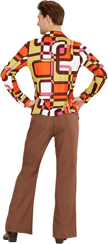 Heren Disco Blouse Seventies Hippie Retro (achterkant)