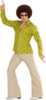 Heren Disco Blouse Seventies Retro Groen (2)