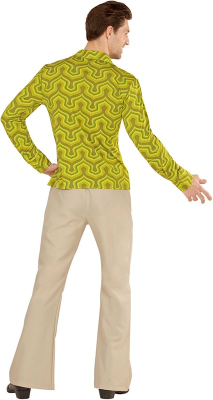 Heren Disco Blouse Seventies Retro Groen (achterkant)