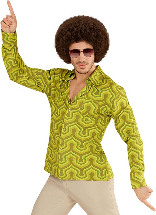 Heren Disco Blouse Seventies Retro Groen