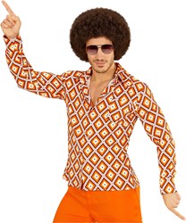 Heren Disco Blouse Seventies Groovy Ruit