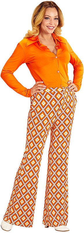 Dames Disco Broek Seventies Groovy Ruit (3)