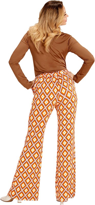 Dames Disco Broek Seventies Groovy Ruit (achterkant)