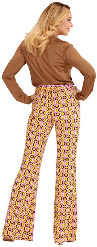 Dames Disco Broek Seventies Groovy Swirl (achterkant)