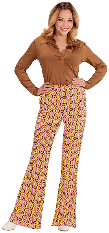 Dames Disco Broek Seventies Groovy Swirl (voorbeeld)