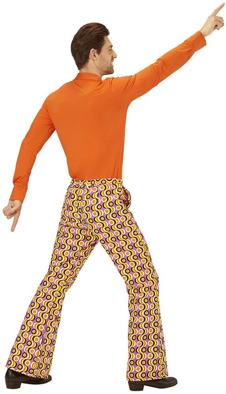 Heren Disco Broek Seventies Groovy Swirl (achterkant)