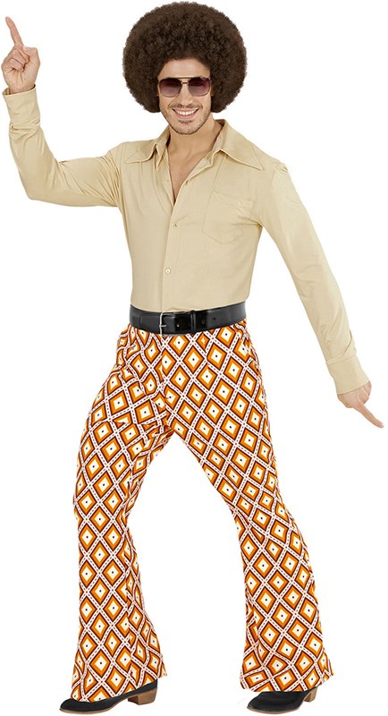 Heren Disco Broek Seventies Groovy Ruit (2)