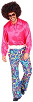 Heren Disco Broek Seventies Groovy Cirkels Blauw (1)