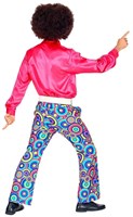 Heren Disco Broek Seventies Groovy Cirkels Blauw (achterkant)