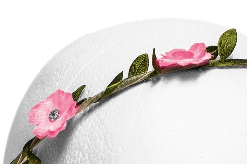 Bloemenhaarband Roze met Strass-2