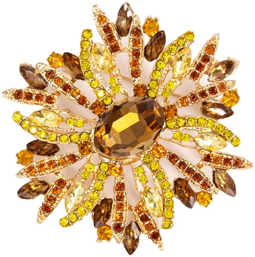 Luxe Broche Sun Flower Bruin-Lime