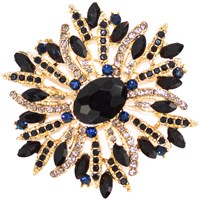 Luxe Broche Sun Flower Zwart