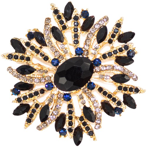 Luxe Broche Sun Flower Zwart