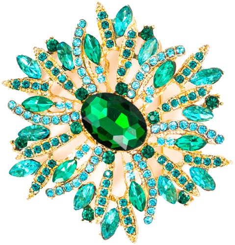 Luxe Broche Sun Flower Turquoise-Groen