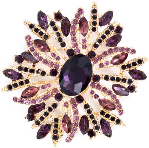 Luxe Broche Sun Flower Paars