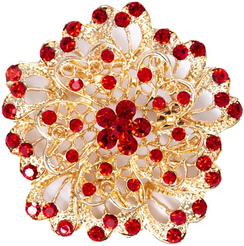 Luxe Broche Daisy Flower Rood