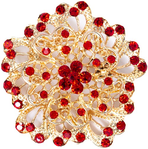 Luxe Broche Daisy Flower Rood