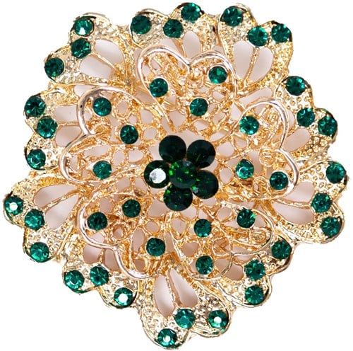 Luxe Broche Daisy Flower Groen