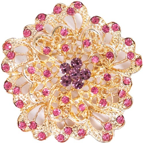 Luxe Broche Daisy Flower Roze