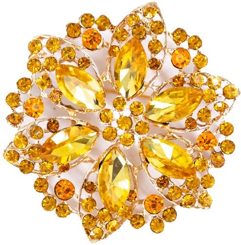 Luxe Broche Crystal Flower Goud