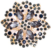 Luxe Broche Crystal Flower Donkergroen-Grijs