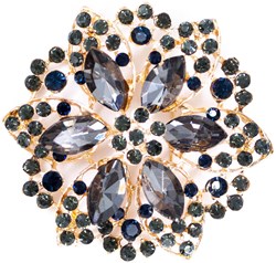 Luxe Broche Crystal Flower Donkergroen-Grijs